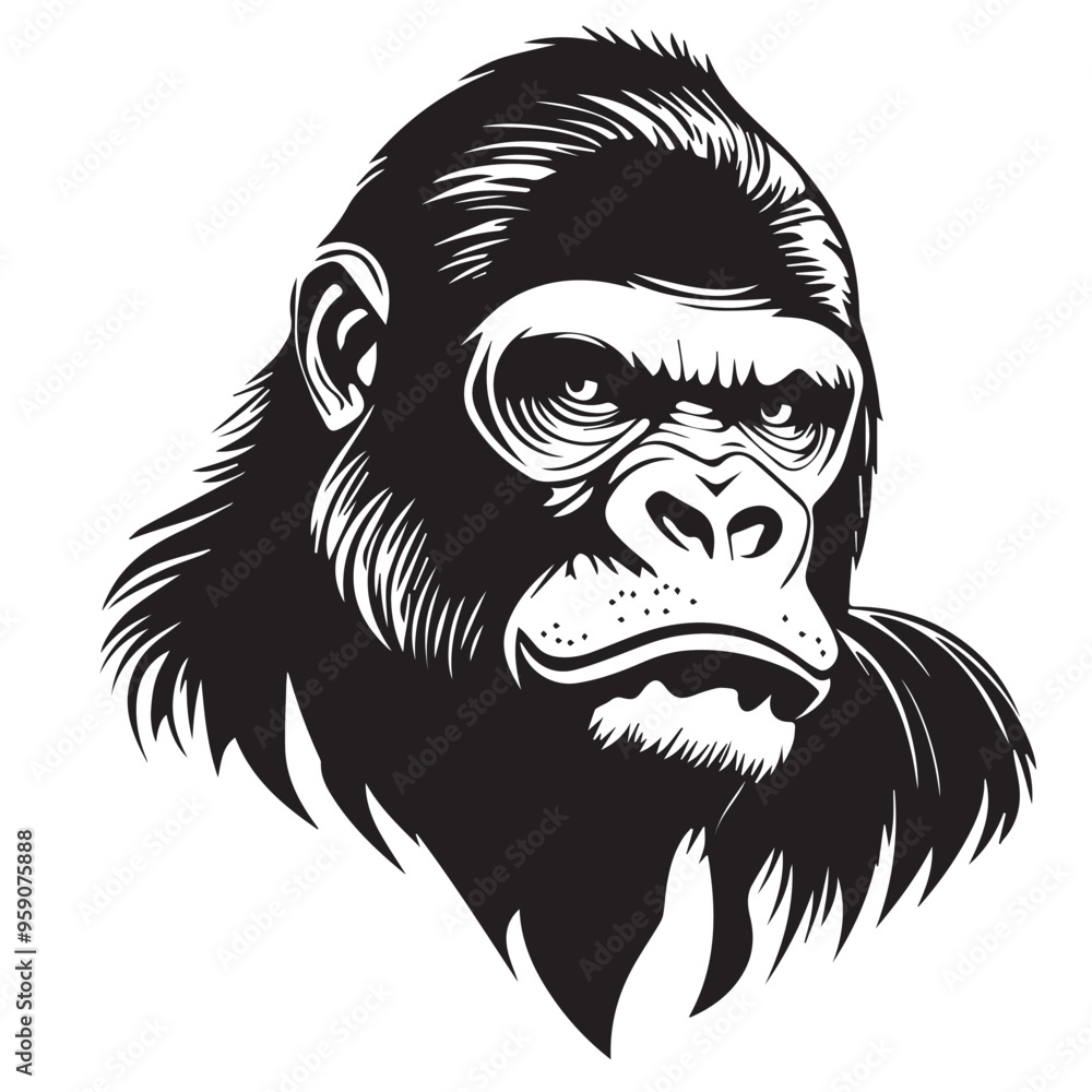 Obraz premium Gorilla in cartoon, doodle style . Image for t-shirt, web, mobile apps and ui. Isolated 2d vector illustration in logo, icon, sketch style, Eps 10, black and white. AI Generative