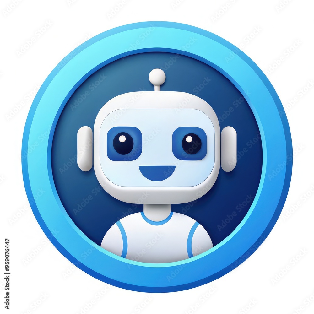 Friendly AI assistant icon in a circular design with a modern aesthetic. Generative AI Friendly AI assistant icon in a circular design with a modern aesthetic. Generative AI