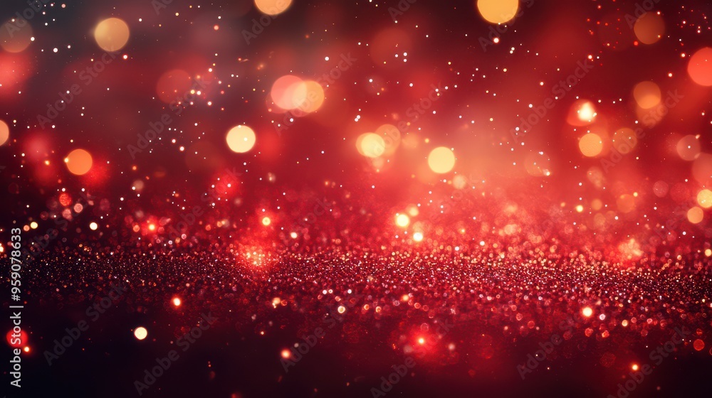 Obraz premium Sparkling Red Background with Glowing Lights