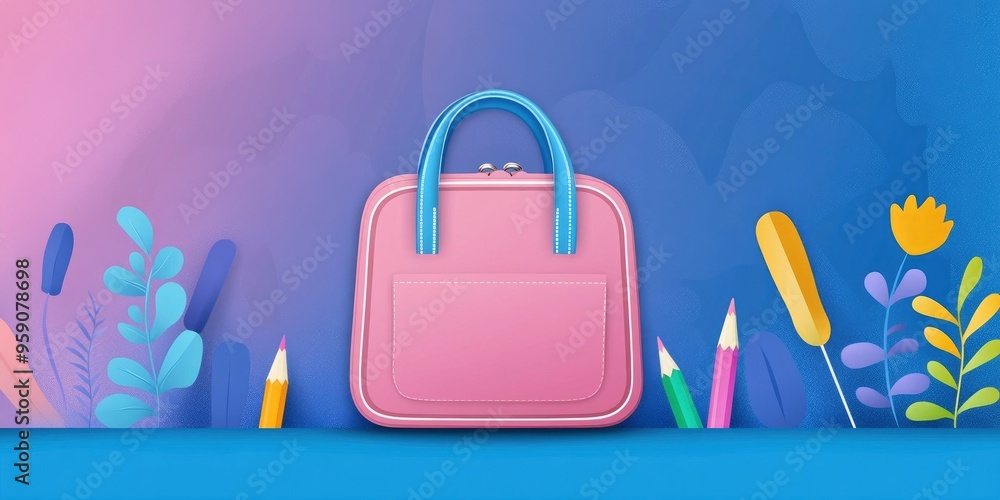 art of a school bag with colorful wall background art of a school bag with colorful wall background