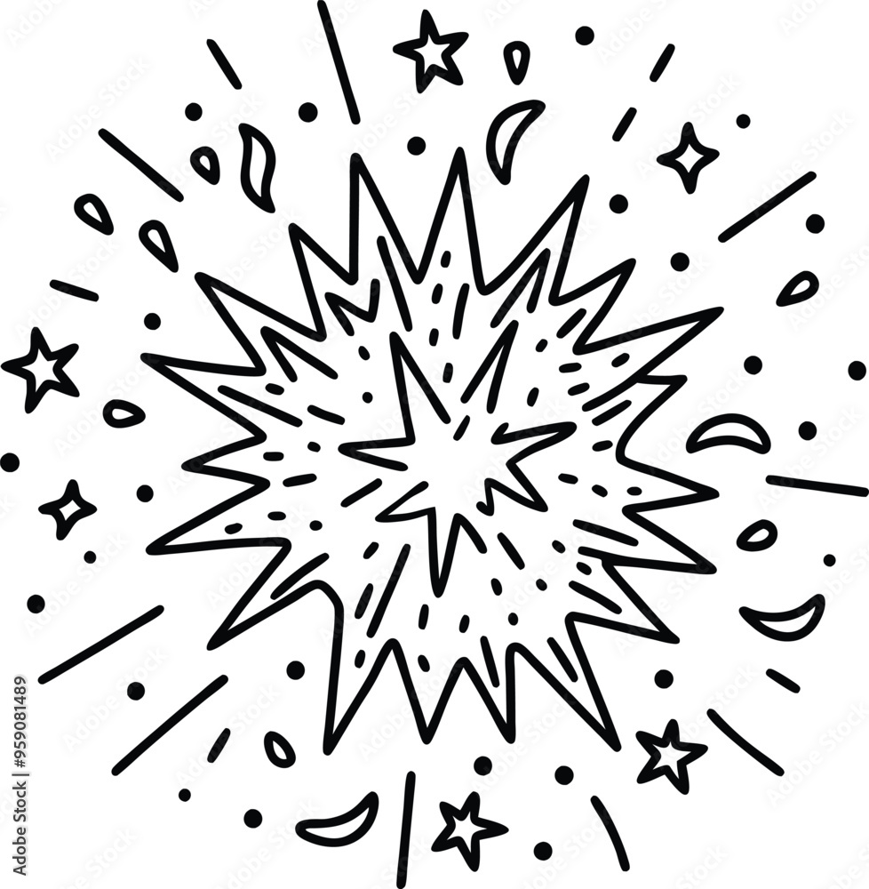 Doodle line sparkles and rays Handdrawn explosion lines confetti vector illustration Doodle line sparkles and rays Handdrawn explosion lines confetti vector illustration