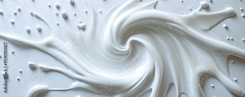 A close-up of swirling white substance creating a dynamic texture against a smooth background. Ideal for art and design projects.