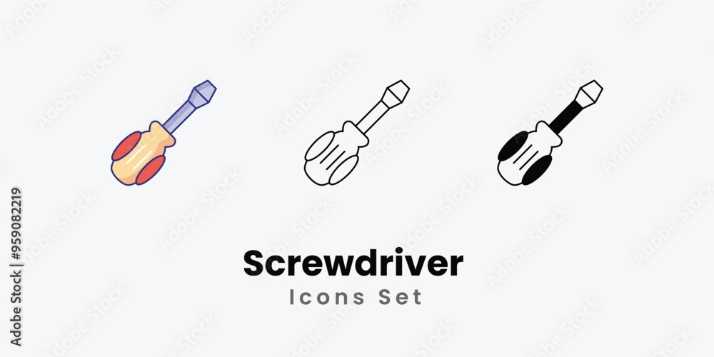 Screwdriver Icons thin line and glyph vector icon stock illustration Screwdriver Icons thin line and glyph vector icon stock illustration