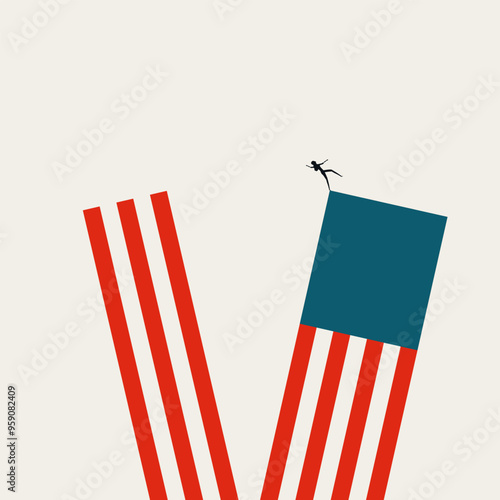 US presidential election vector concept illustration. Symbol of divided country leading to disaster. Minimal design.