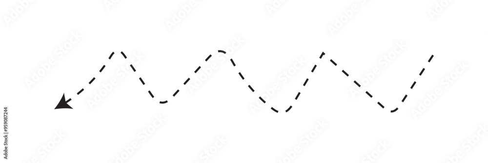 Dashed arrow set. Vector doodle dot line. Thin pointer arrows Dashed arrow set. Vector doodle dot line. Thin pointer arrows
