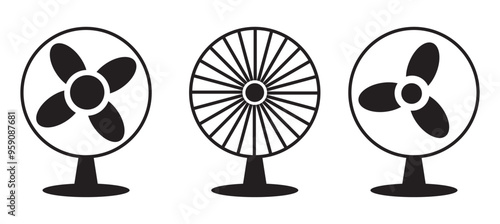propeller icon set. flat design fan propellers vector isolated on white background.