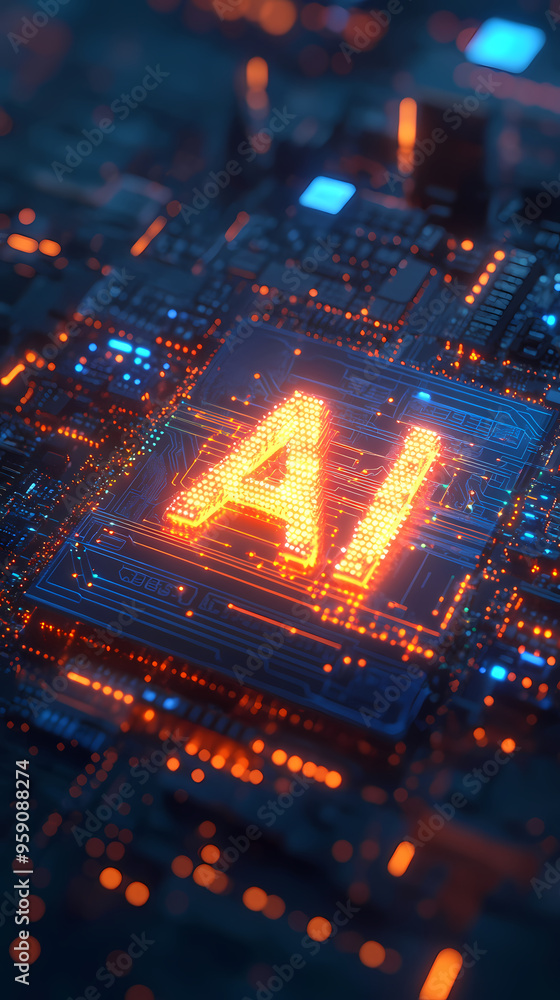 Fototapeta premium AI chip technology background