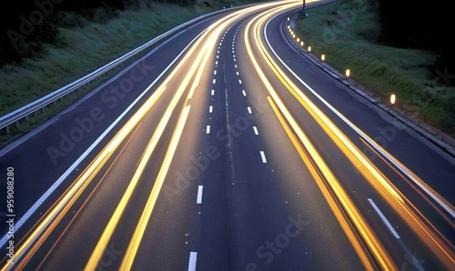 Dramatic time-lapse of traffic. Dynamic transport concept.