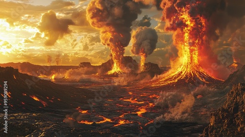 Fototapeta Naklejka Na Ścianę i Meble -  Primitive Earth’s Atmosphere: Volcanic Gases and Evolution