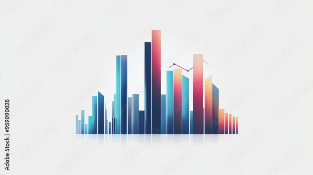 A clean and modern bar chart with vertical bars, showing financial growth and data analysis, set against a white background for clarity A clean and modern bar chart with vertical bars, showing financial growth and data analysis, set against a white background for clarity