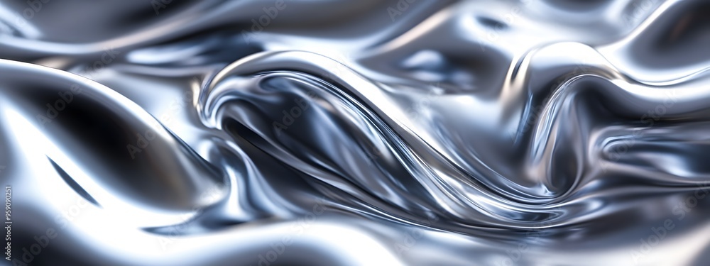 Abstract silver liquid metal wavy background. Shiny chrome fluid, close-up Abstract silver liquid metal wavy background. Shiny chrome fluid, close-up