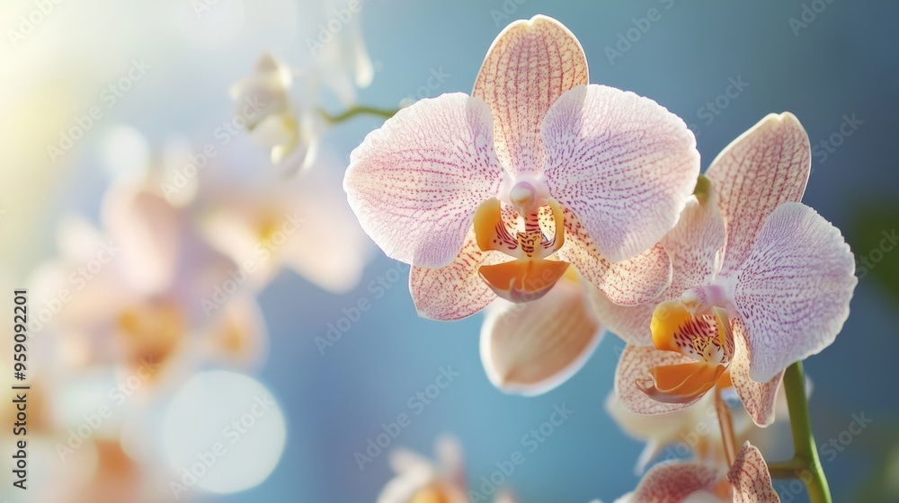 A close-up of a delicate orchid with intricate patterns and soft, translucent petals, showcasing its exotic beauty and elegance. A close-up of a delicate orchid with intricate patterns and soft, translucent petals, showcasing its exotic beauty and elegance.