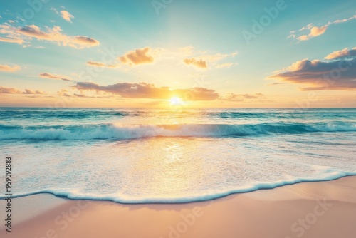 A calm getaway seascape. Tourism wallpaper featuring a fantastic sunset.