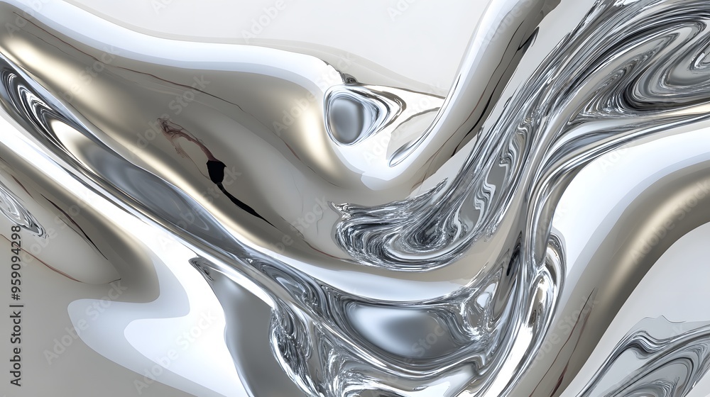 Abstract silver liquid metal wavy background. Shiny chrome fluid, close-up Abstract silver liquid metal wavy background. Shiny chrome fluid, close-up