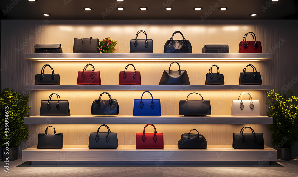 custom made wallpaper toronto digitalRefined Designer Handbags Displayed with Spotlights in Retail Setting