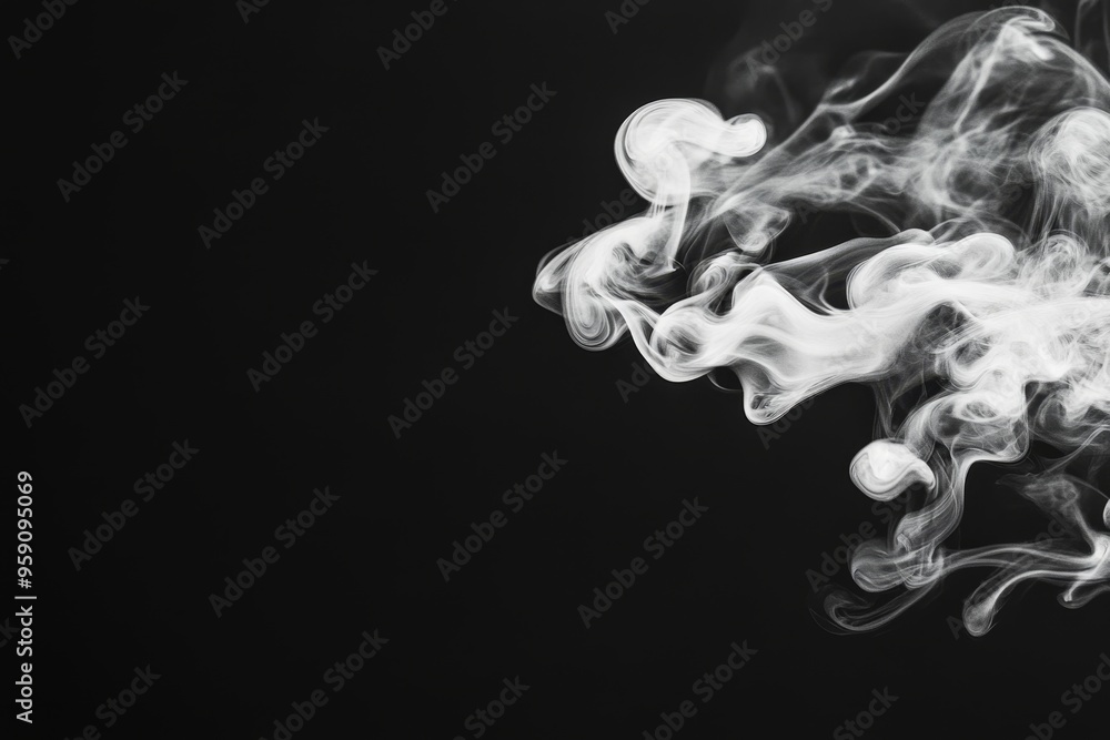 custom made wallpaper toronto digitalA captivating abstract image showcasing delicate swirls of white smoke against a stark black background. The smoke creates an ethereal and mysterious atmosphere, symbolizing concepts such as fluidity,