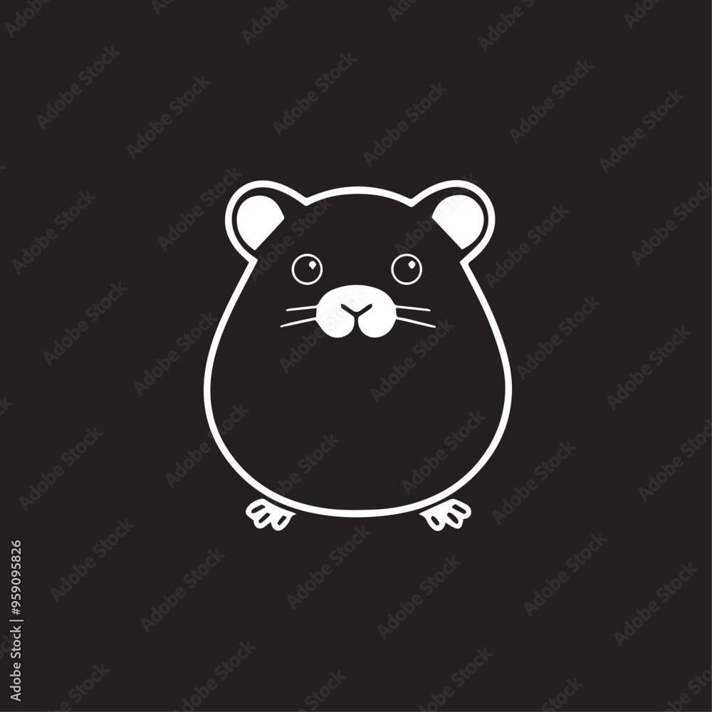 Naklejka premium Hamster in cartoon, doodle style . Image for t-shirt, web, mobile apps and ui. Isolated 2d vector illustration in logo, icon, sketch style, Eps 10, black and white. AI Generative
