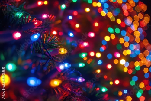 Vibrant Bokeh of Christmas Lights