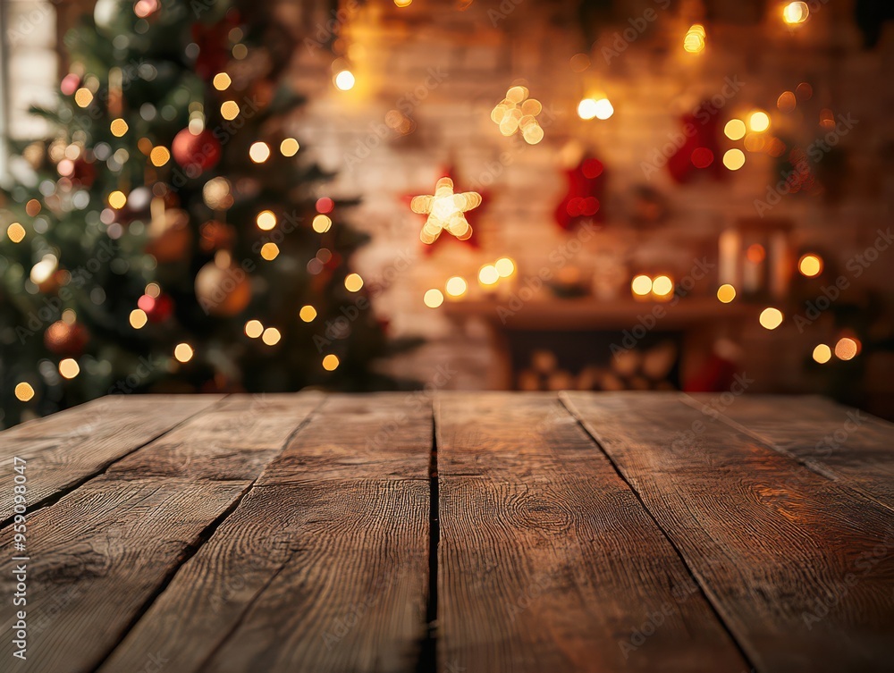 Cozy Christmas Room with Wooden Table and Star Lanterns Cozy Christmas Room with Wooden Table and Star Lanterns