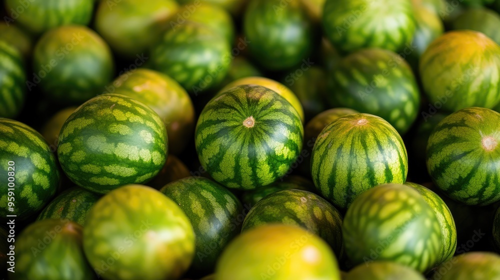 Close-Up of Multiple Watermelons on Display Close-Up of Multiple Watermelons on Display