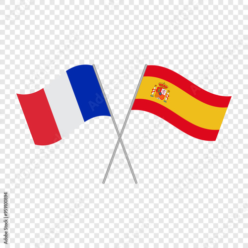 Vector Spain and France flags