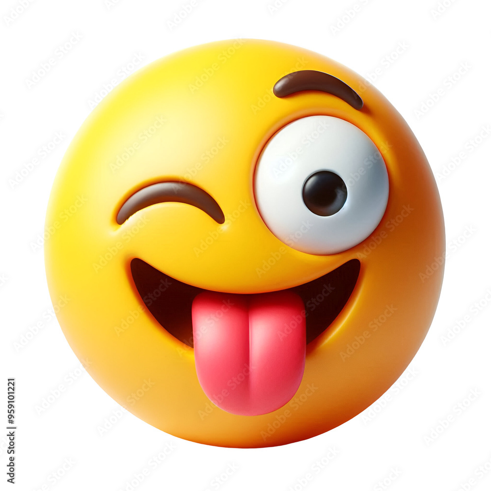 Fototapeta premium 3D emoji face with a silly expressio