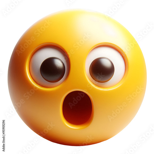 3D emoji face with a surprised expression