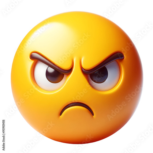 3D emoji face with an angry expression