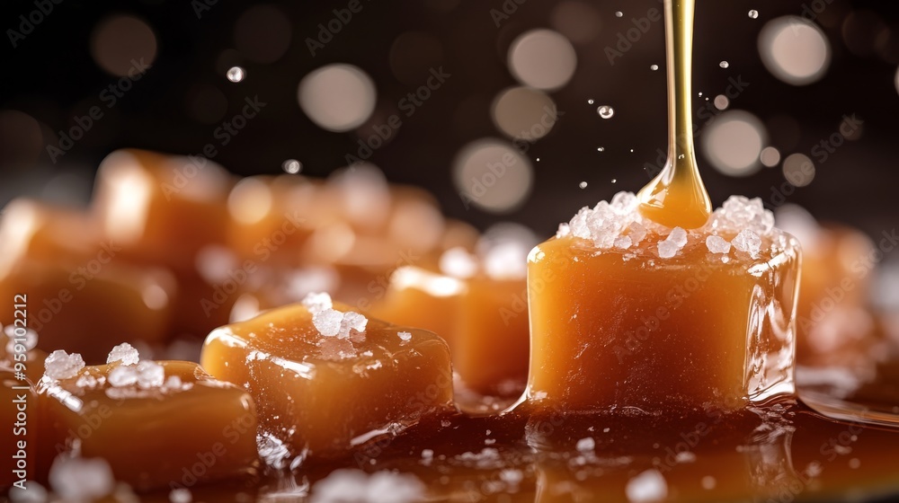 Indulge in the delightful, rich taste of exquisite salted caramel cubes that are generously topped with luscious golden syrupperfectly crafted for satisfying any sweet tooths intense cravings Indulge in the delightful, rich taste of exquisite salted caramel cubes that are generously topped with luscious golden syrupperfectly crafted for satisfying any sweet tooths intense cravings