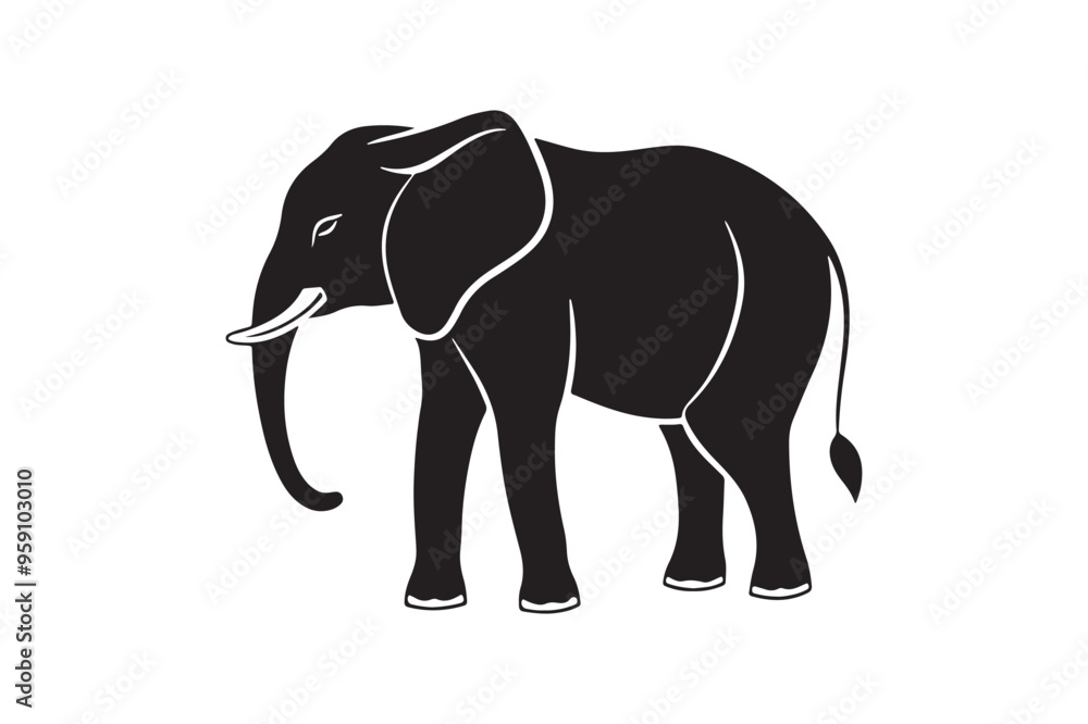 Fototapeta premium Elephant silhouette vector illustration, Elephant silhouette vector