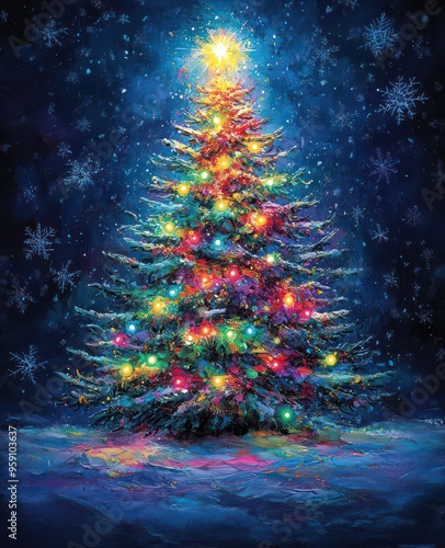 Radiant Christmas Tree with Starry Night