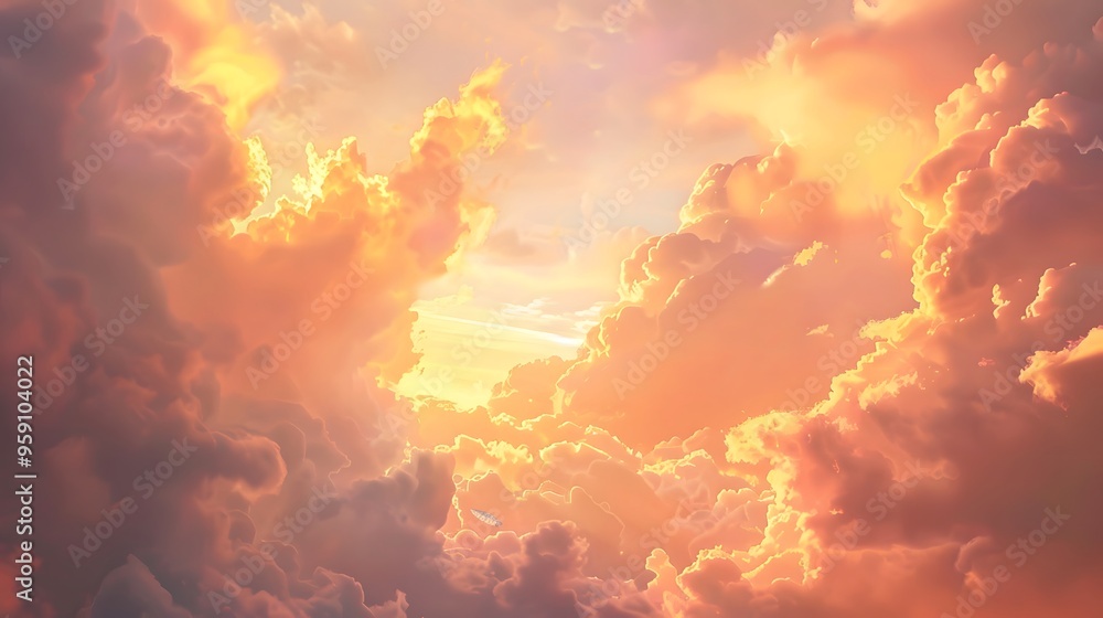 Golden Hour Sky: A stunning sky at golden hour, with hues of orange and pink blending into the clouds. Golden Hour Sky: A stunning sky at golden hour, with hues of orange and pink blending into the clouds.