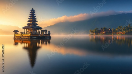 Indonesia's sacred Pura Ulun Danu Bratan temple is situated on a lake in Bali.