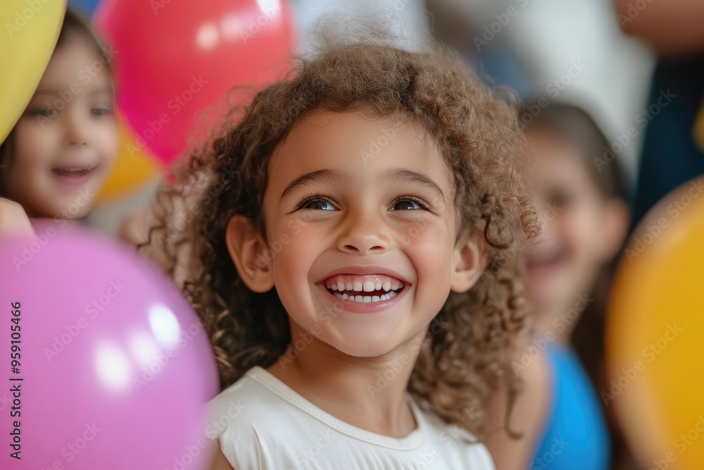 Group of Kids Enjoying Birthday Party Together Group of Kids Enjoying Birthday Party Together