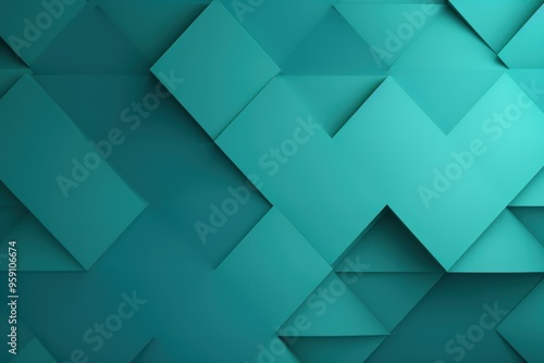 Turquoise background with geometric shapes and shadows, creating an abstract modern design for corporate or technology-inspired designs with copy space 