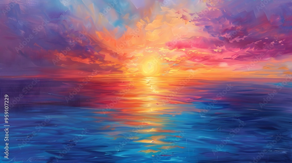 Sunset Over the Ocean: A breathtaking sunset over the ocean, with the sky painted in vibrant colors reflecting on the water.
Sunset Over the Ocean: A breathtaking sunset over the ocean, with the sky painted in vibrant colors reflecting on the water.