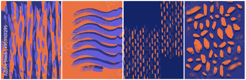 Modern Vector Postcards Set Background Grunge Bold Colors with an Urban Twist design blue orange