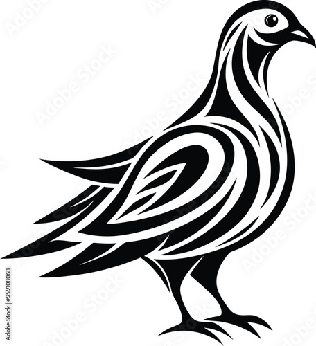 Pigeon abstract line art photo