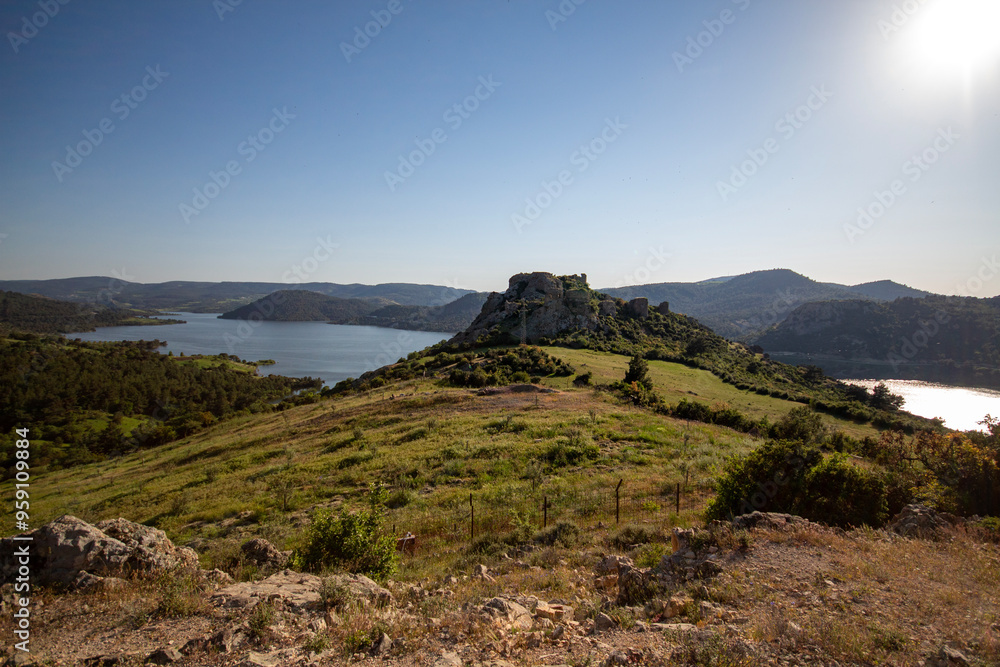 View from the mountain to the lake. View from the top of the mountain to the sea and the sky. Panoramic view of the River from the mountain. View from the mountain to the lake. View from the top of the mountain to the sea and the sky. Panoramic view of the River from the mountain.