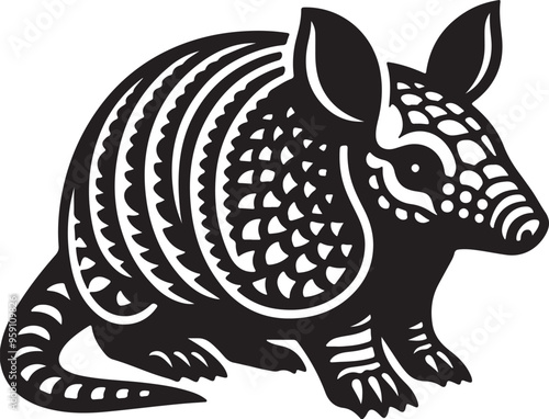 Armadillo silhouette vector art illustration