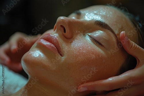 A close-up of a patient receiving a therapeutic massage, capturing the relaxation and healing power of touch in alternative medicine. photo