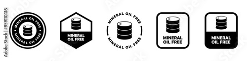 Mineral oil free - vector signs for product labeling.