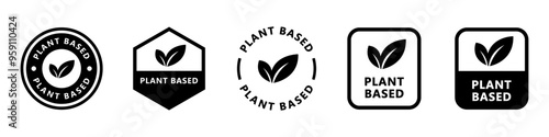 Plant Based - vector signs for product labeling.