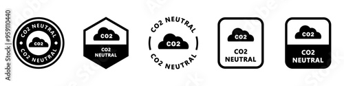CO2 Neutral - vector signs for labeling packaging.