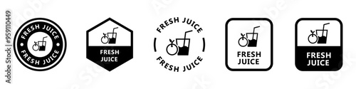 Fresh Juice - vector signs for drink packaging or bottle labeling.
