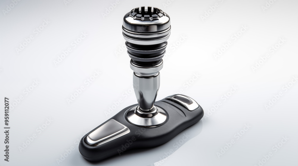 Gear stick and gear shift on a clean white background, highlighting automotive components and design. Gear stick and gear shift on a clean white background, highlighting automotive components and design.