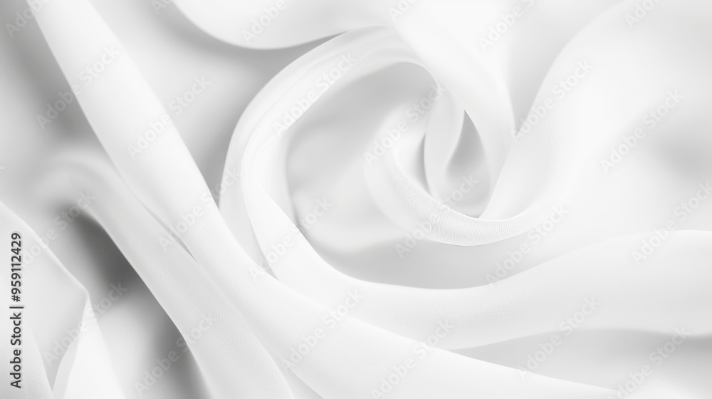 Fototapeta premium Elegant White Silk Fabric Draped Gracefully in Soft Waves, Showcasing Its Luxurious Texture and Timeless Beauty