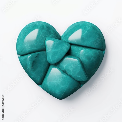 Turquoise heart isolated on background, flat lay, vecor illustration  photo