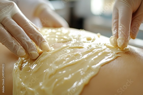 A close-up of a patient’s back with moxibustion treatment being applied, illustrating the use of heat therapy in traditional Chinese medicine.