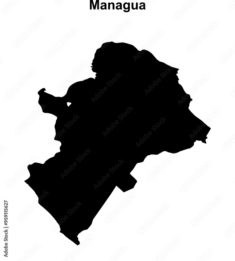 Managua department blank outline map Managua department blank outline map
